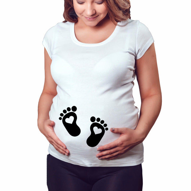 Women T-Shirts Slim Maternity Funny Letter Tops O-Neck Pregnancy Women - myETYN