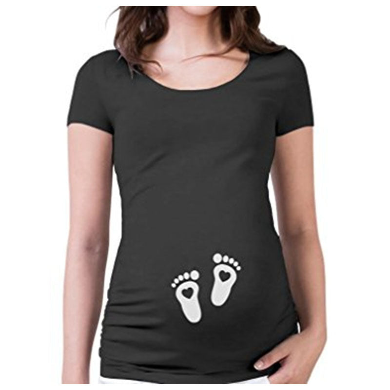 Women T-Shirts Slim Maternity Funny Letter Tops O-Neck Pregnancy Women - myETYN