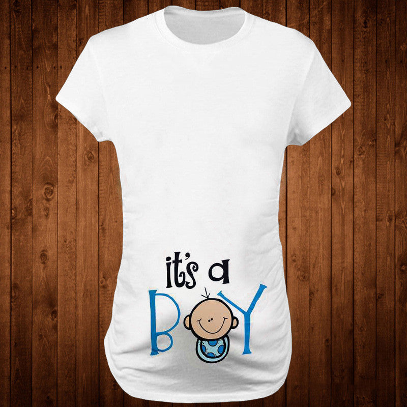 Women T-Shirts Slim Maternity Funny Letter Tops O-Neck Pregnancy Women - myETYN