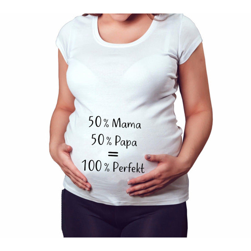 Women T-Shirts Slim Maternity Funny Letter Tops O-Neck Pregnancy Women - myETYN