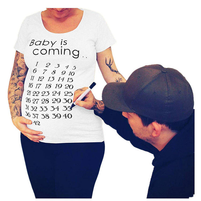 Women T-Shirts Slim Maternity Funny Letter Tops O-Neck Pregnancy Women - myETYN