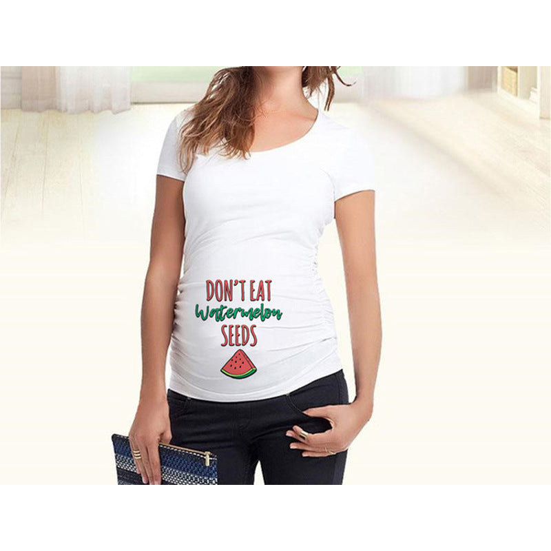 Women T-Shirts Slim Maternity Funny Letter Tops O-Neck Pregnancy Women - myETYN