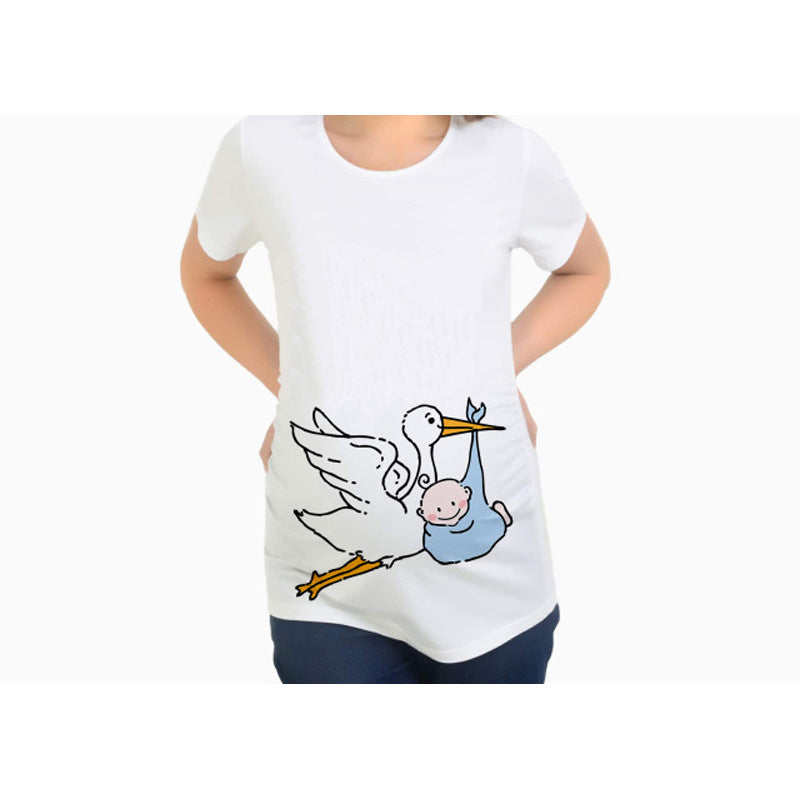 Women T-Shirts Slim Maternity Funny Letter Tops O-Neck Pregnancy Women - myETYN