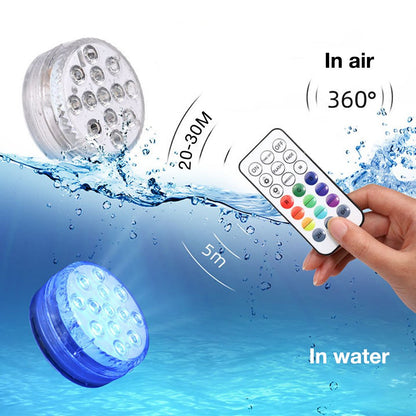 13 Led Submersible Light for Swimming Pool Garden Fountain Bathroom IP68 Waterproof Underwater Lamp with Suction Cup RF Remote - myetyn