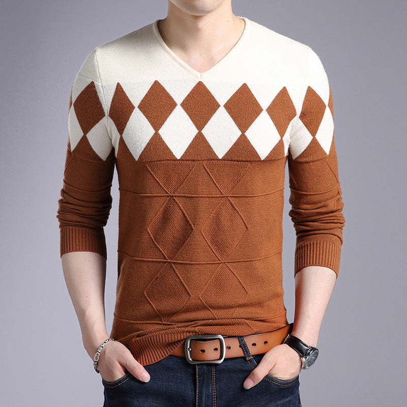 Men's Pullover Sweater Korean Knit Bottoming Shirt - myETYN