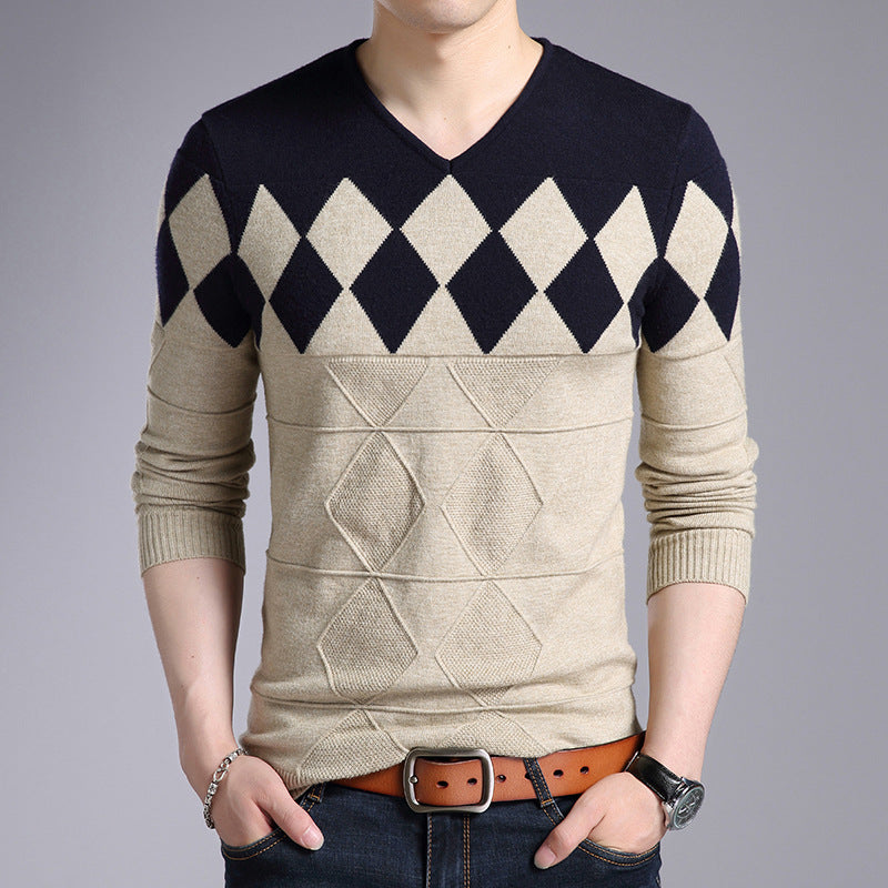 Men's Pullover Sweater Korean Knit Bottoming Shirt - myETYN