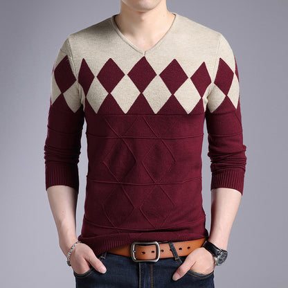 Men's Pullover Sweater Korean Knit Bottoming Shirt - myETYN