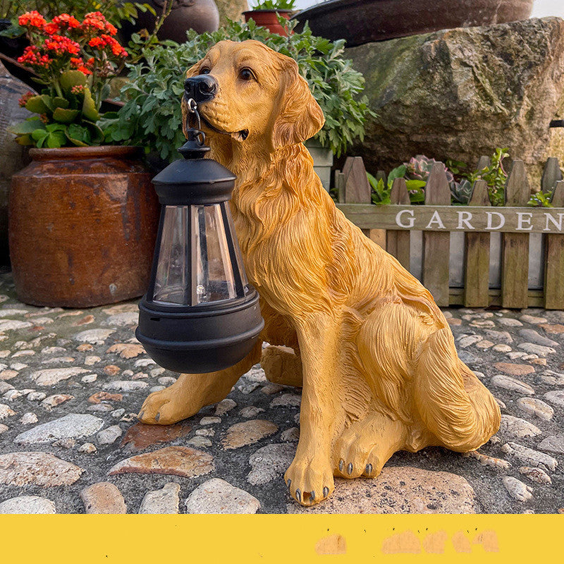 LED Solar Light Dog Lantern Sculpture Resin Craft Ornament Home Porch Decor Garden Solar Powered LED Light Dog Statues - myETYN