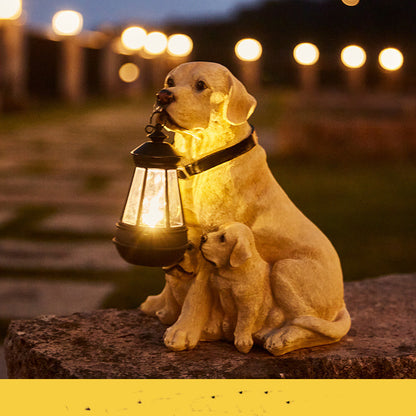 LED Solar Light Dog Lantern Sculpture Resin Craft Ornament Home Porch Decor Garden Solar Powered LED Light Dog Statues - myETYN