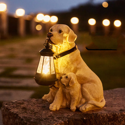 LED Solar Light Dog Lantern Sculpture Resin Craft Ornament Home Porch Decor Garden Solar Powered LED Light Dog Statues - myETYN