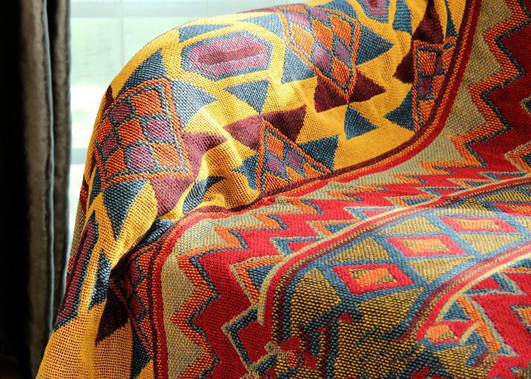 Bohemian Geometric Tapestry Bed and Sofa Blanket Cover"