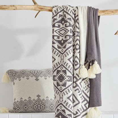 Lawrence New Cotton Tassel Knitted Blanket: Casual Home Furnishing Comfort