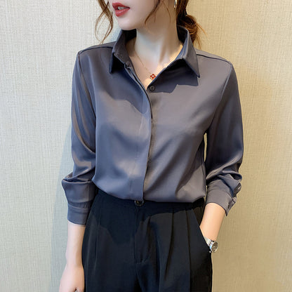 Design Sense Niche Top White Silk Shirt