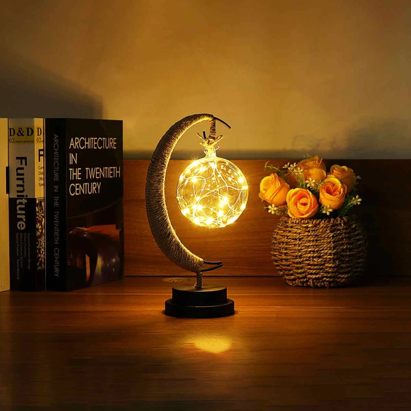 Led Moon Light Wrought Iron Ornament Light Star Shape Copper Wire Light Decorative Light USB Battery - myETYN