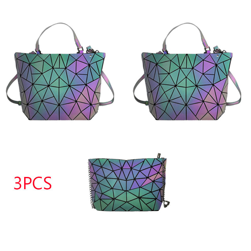 Luminous Makeup Bag Lattice Design Geometric Bag