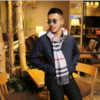 Men's Scarf Super Authentic British Check Warm Wai - myETYN