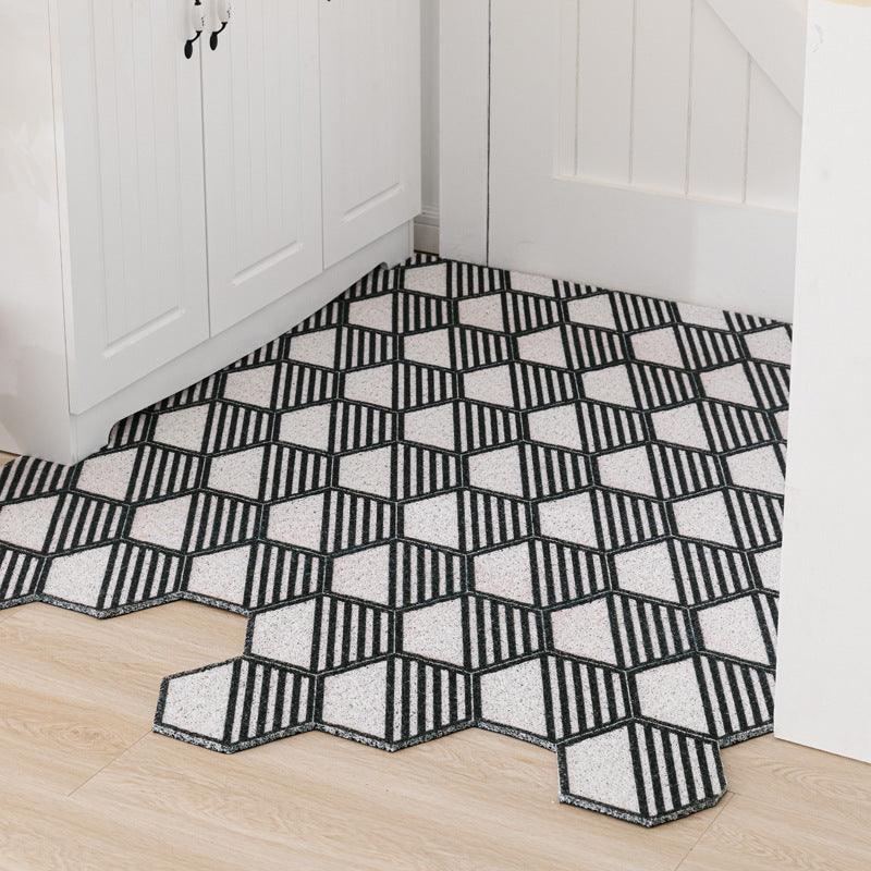 Non-slip Washable Hexagon Printed Custom Cut Doormat Carpet