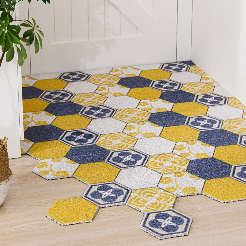 Non-slip Washable Hexagon Printed Custom Cut Doormat Carpet