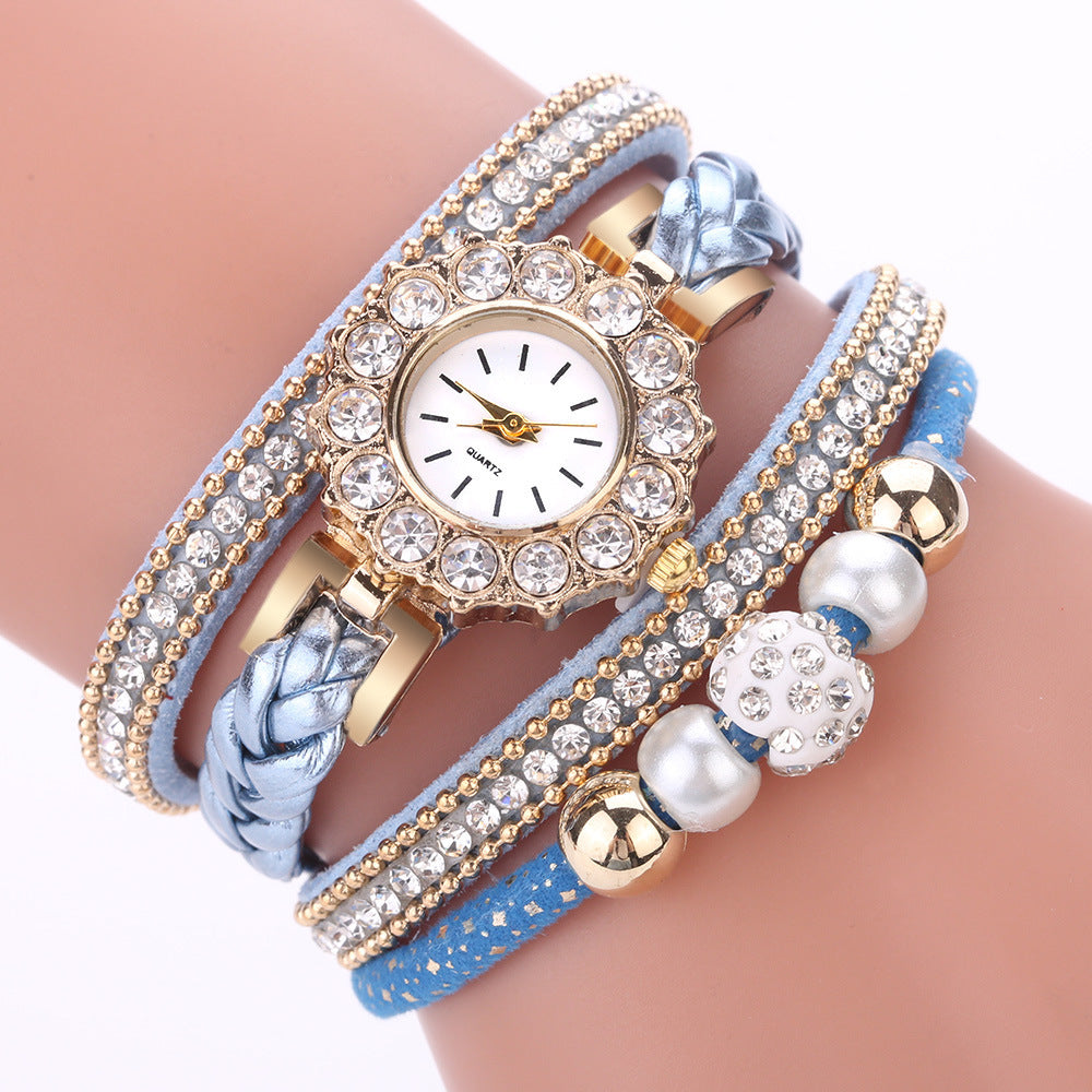 Personality pearl diamond quartz watch