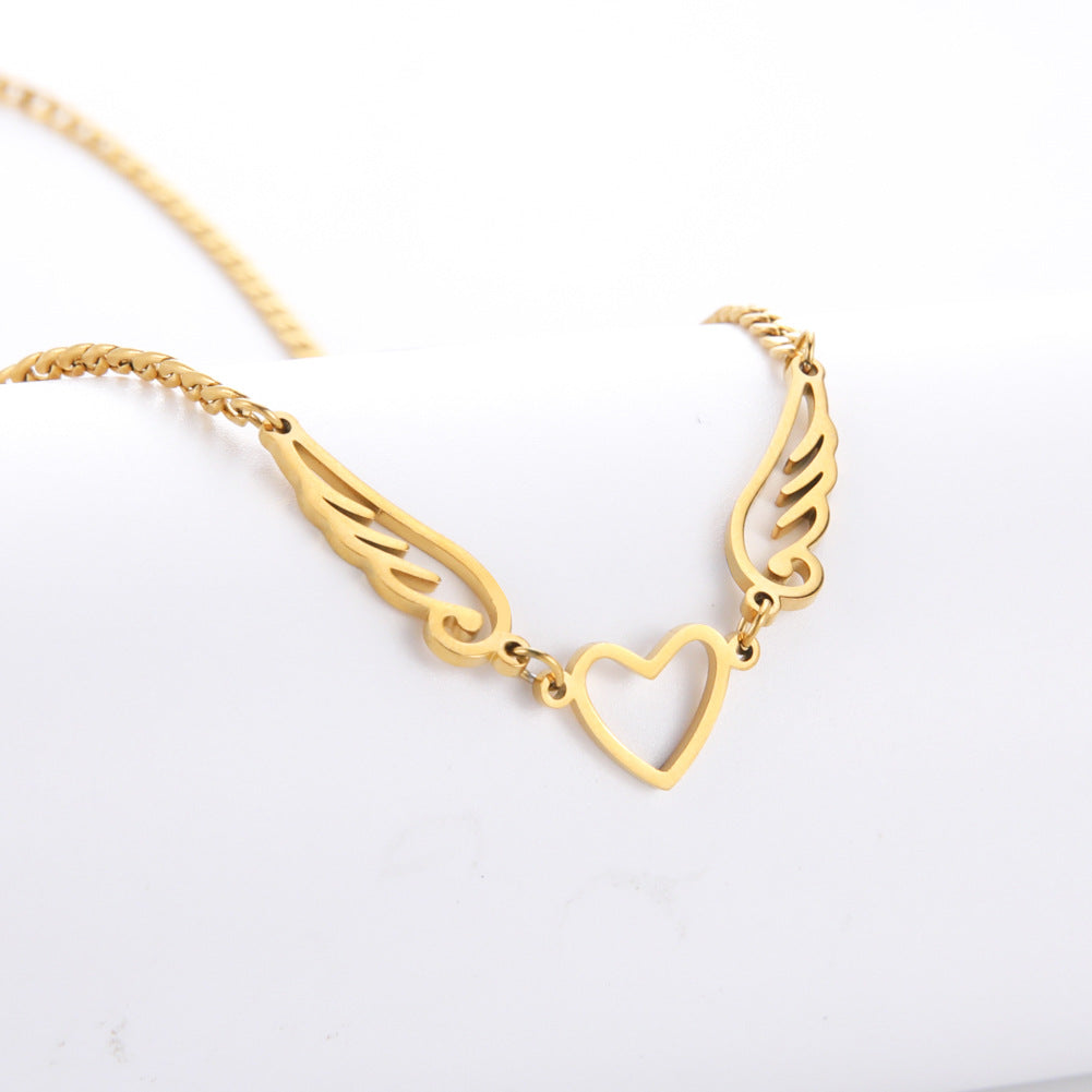 Hollow Heart Angel Wing Necklace - myETYN