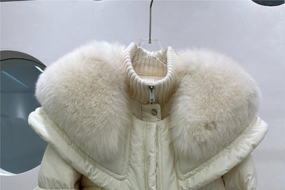 High-end Fox Fur Collar White Duck Down Short Down Jacket Female Light Luxury Loose And Warm Puffer Jacket Coat