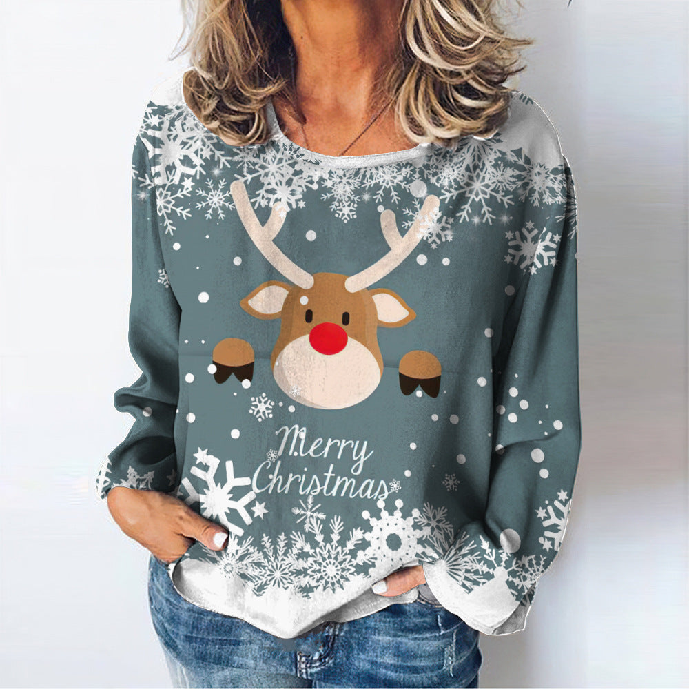 D Printed Christmas Deer Top Autumn Leisure Streetwear - myETYN