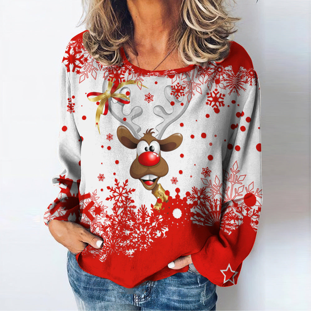 D Printed Christmas Deer Top Autumn Leisure Streetwear - myETYN