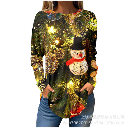 D Printed Christmas Deer Top Autumn Leisure Streetwear - myETYN