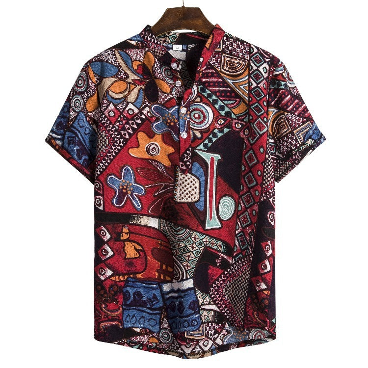 Men's linen printed shirt