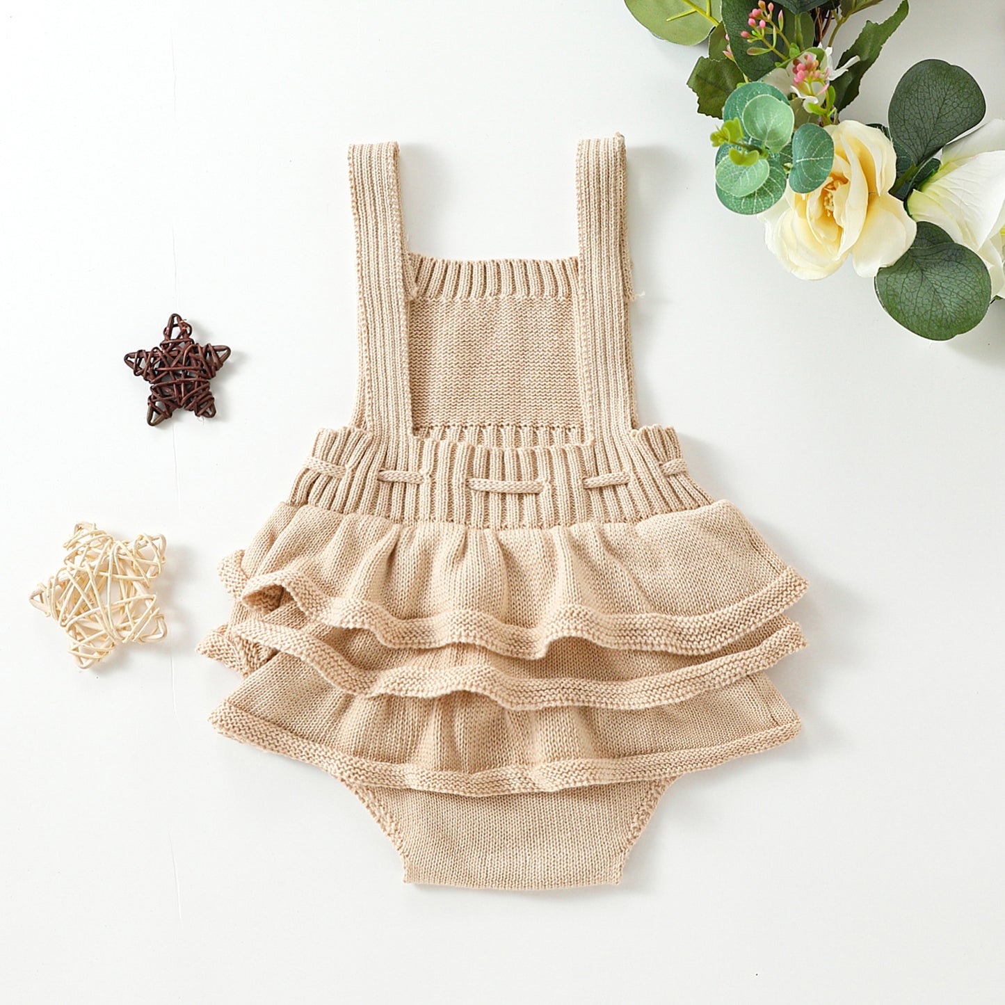 Sleeveless Knitted Wool Jumpsuit Baby Bodysuit Triangle Rompers