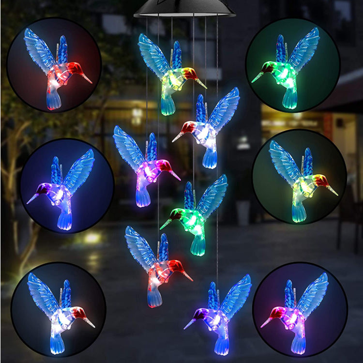 Outdoor Solar Wind Chime Lamp Hummingbird Butterfly Ball Wind Chime Garden Decoration - myETYN