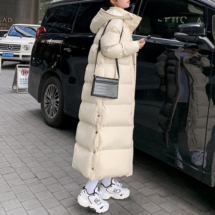 Korean Style Loose Over-the-Knee Padded Jacket | Mid-Length Winter Puffer Coat