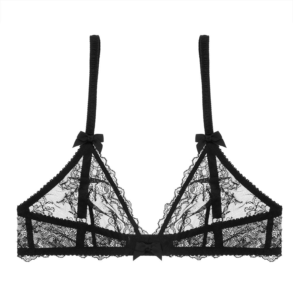 Summer Sexy Comfortable Lace Wireless Triangle Cup Thin Bra Small Breasts Push up Bra - myETYN