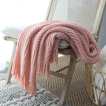 Nordic Woolen Knitted Bubble Sofa Blanket