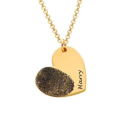 Custom Heart Necklace with Personalized Fingerprint - myETYN