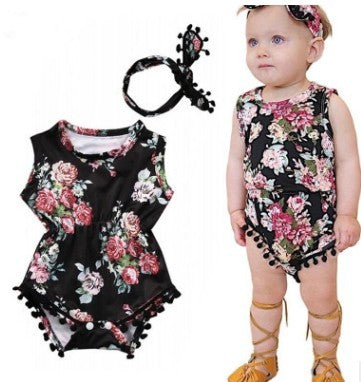 Floral Sunsuit Romper + Headband 2pc set