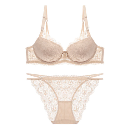 Sexy Lace Bra Set – Thin Cup, Underwire Support, T-Type Style