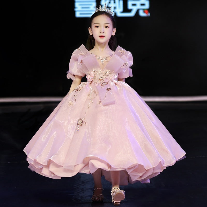 Costume For Piano Performance Western Style Little Girl Host Dress