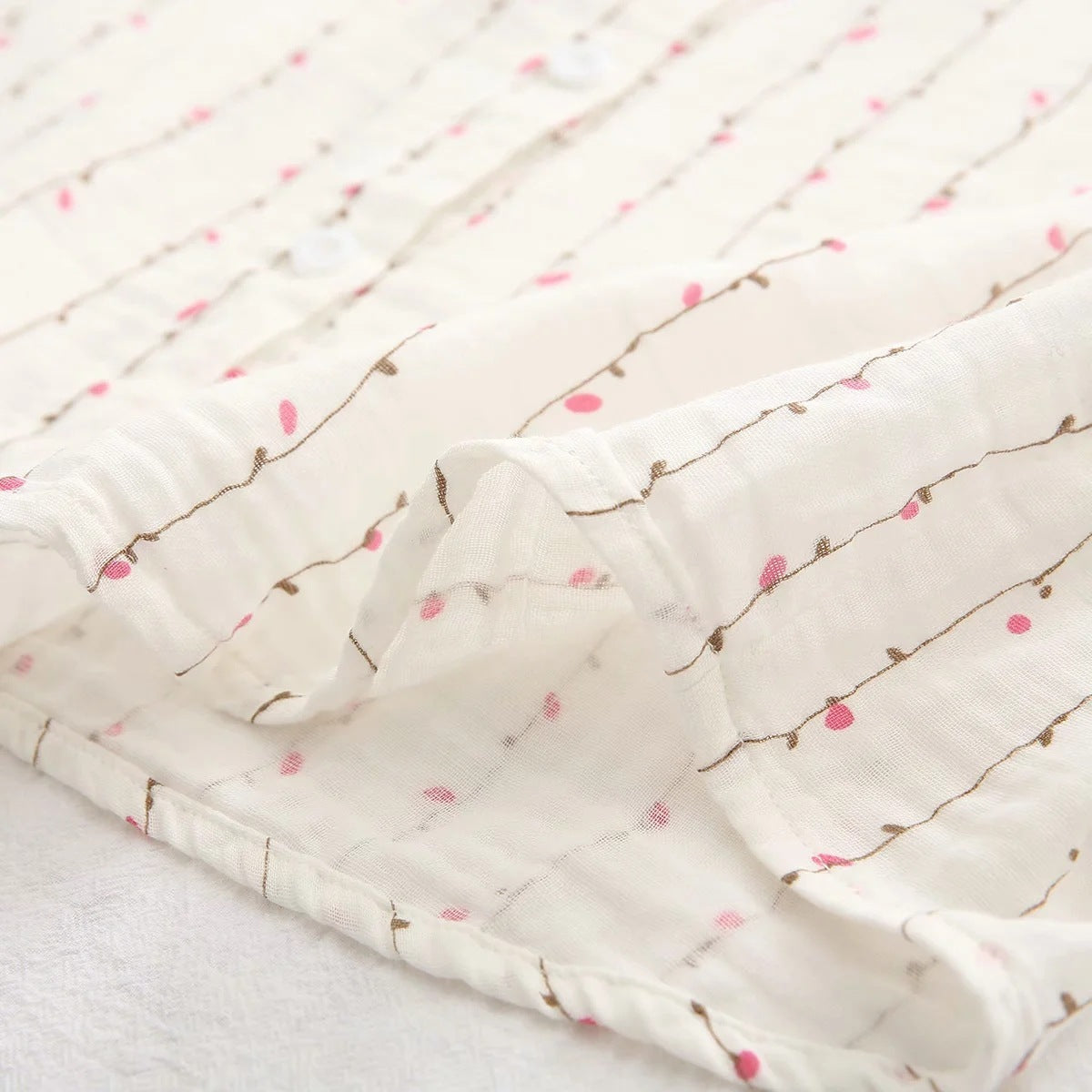 Autumn New Double-layer Cotton Yarn Long Sleeves Shirt Women's Korean-style Loose Artistic Small Floral Cotton Soft Shirt