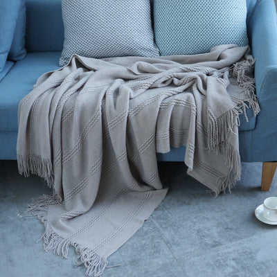 Knitted Sofa Blanket: Perfect for Bedding and Air Conditioning, Plain Color