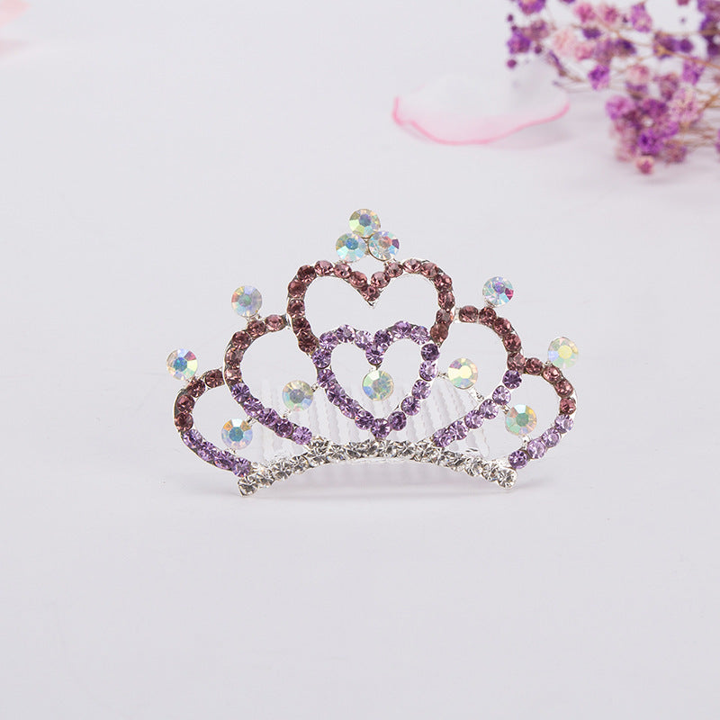 Children's hair comb with diamond crown