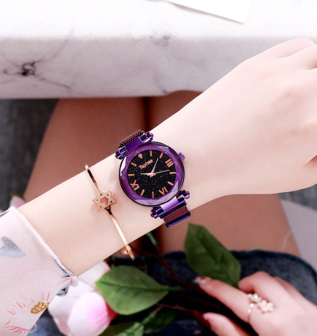 Star lazy magnet buckle quartz watch