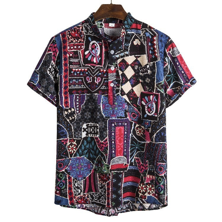 Men's linen printed shirt