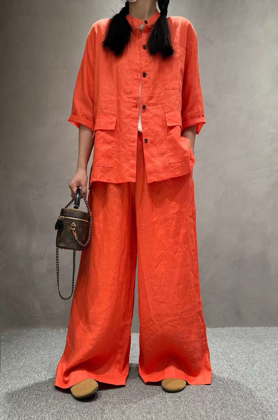 Women's Linen Co-Ord Set | Half Sleeve Shirt & Wide-Leg Pants