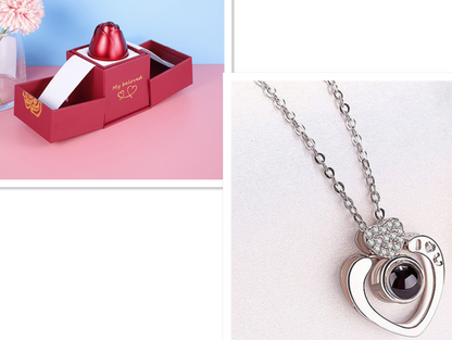 Hot Valentine's Day Gifts Metal Rose Jewelry Gift Box Necklace For Wedding Girlfriend Necklace Gifts - myETYN