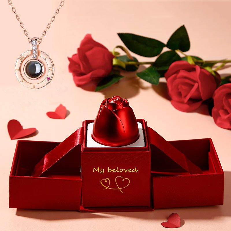 Hot Valentine's Day Gifts Metal Rose Jewelry Gift Box Necklace For Wedding Girlfriend Necklace Gifts - myETYN