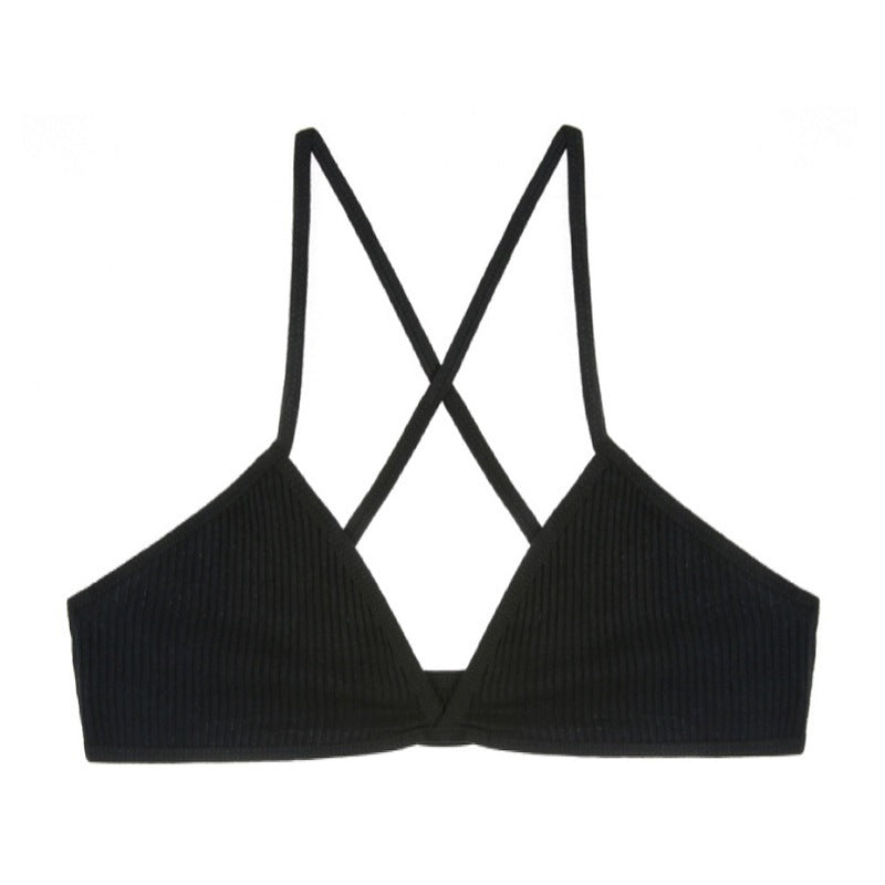 Ultra Thin Cotton Thread Criss Cross Back Triangle Cup Wireless Comfortable Breathable Bra Girl Size Underwear Women - myETYN