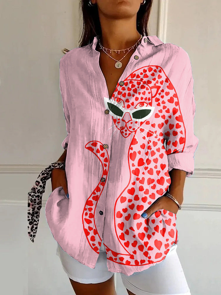 New Women's Summer Animal Pattern 3D Printed Shirt