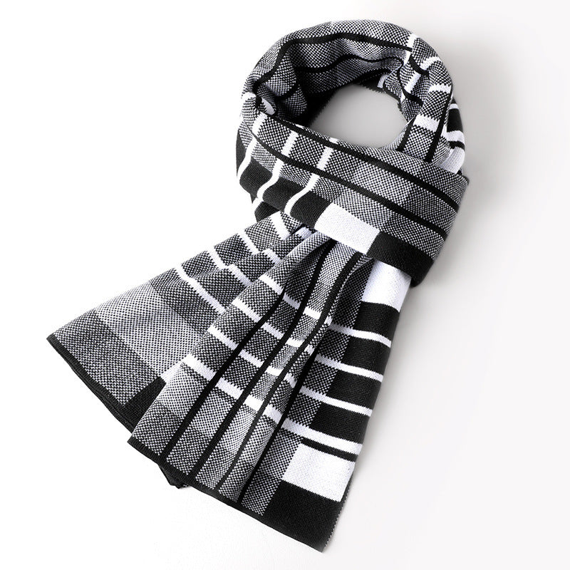 Cashmere Plaid Long Men's Scarf With Neck - myETYN