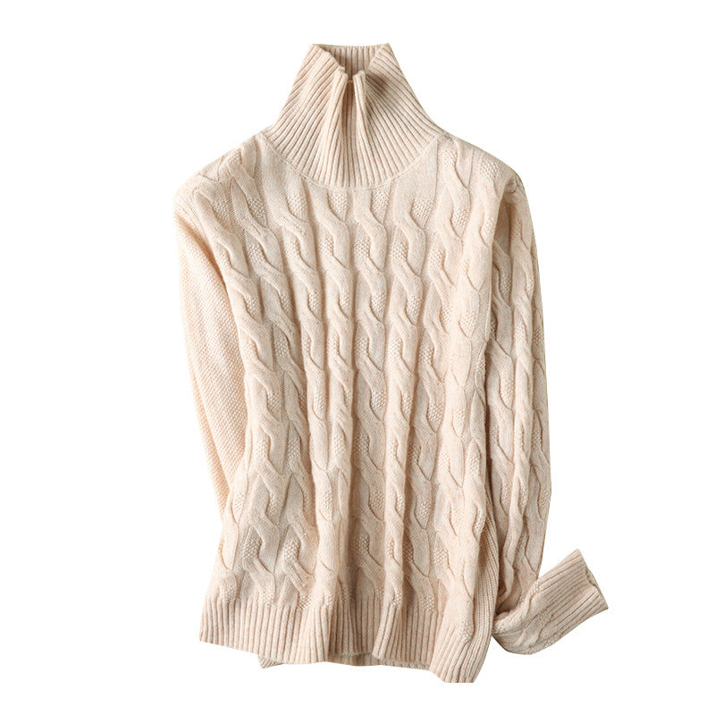 Women’s Turtleneck Cashmere Twist Knit Top